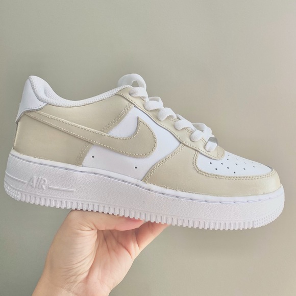 Nike Shoes - Nike Beige Custom Air Force 1s